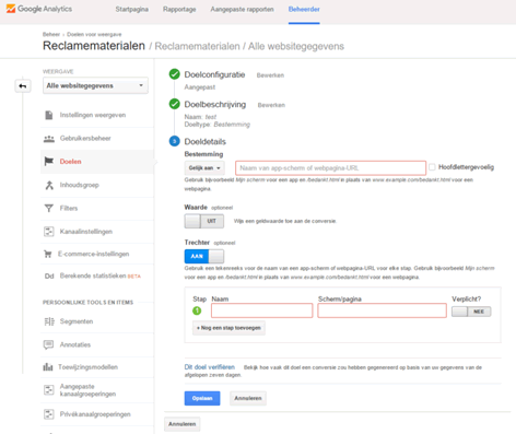 doelen google analytics